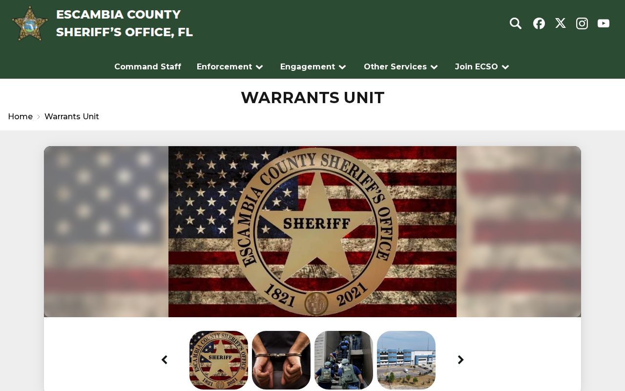 Escambia County Sheriff's Office Warrants Unit page