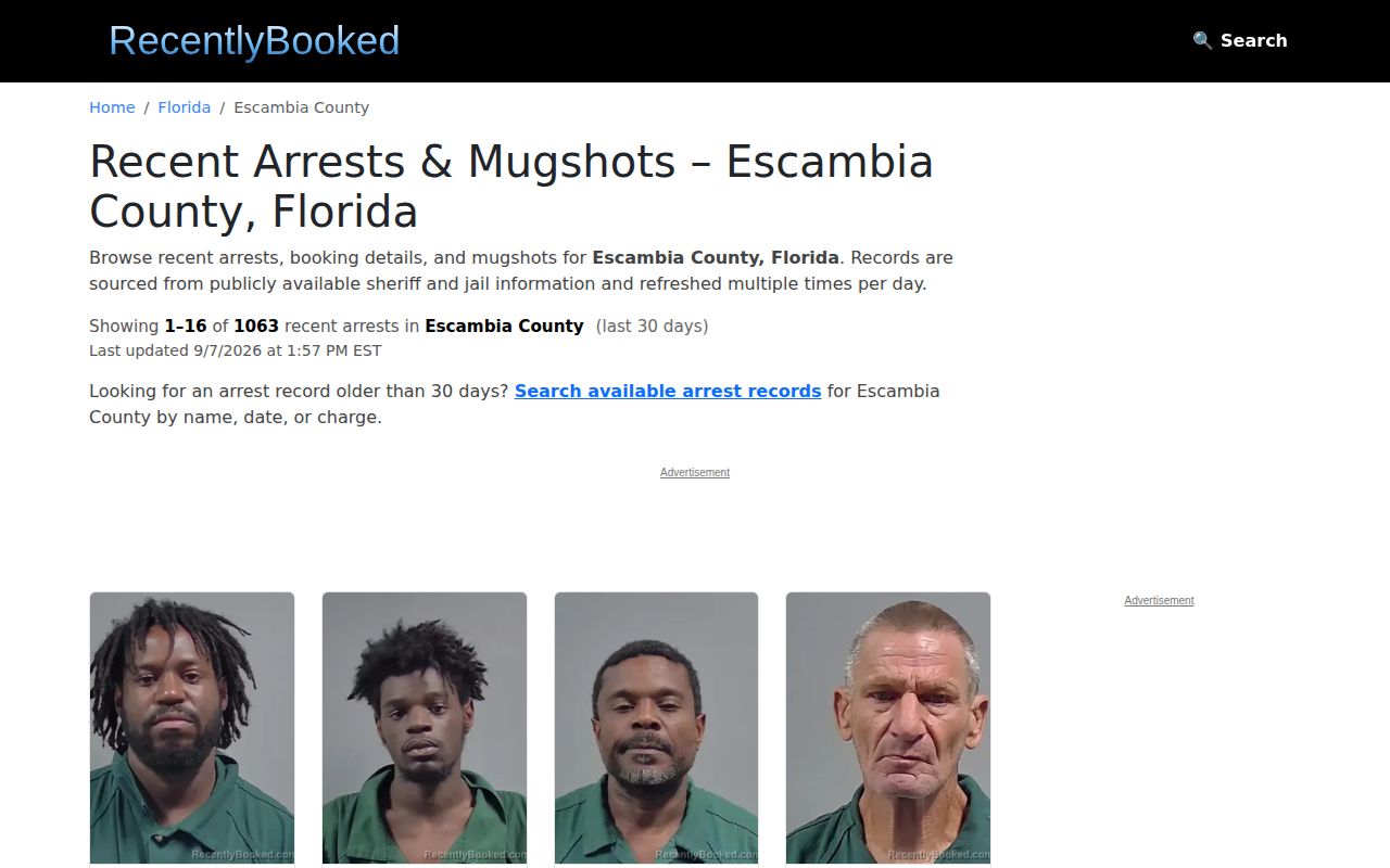 Unofficial Escambia County multi-day booking archive